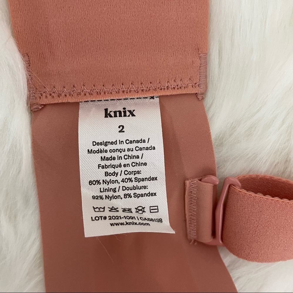 Knix Padded V-Neck Bra with Wide Straps, Size 2, in Color "Pink Ginger" - Picture 5 of 8